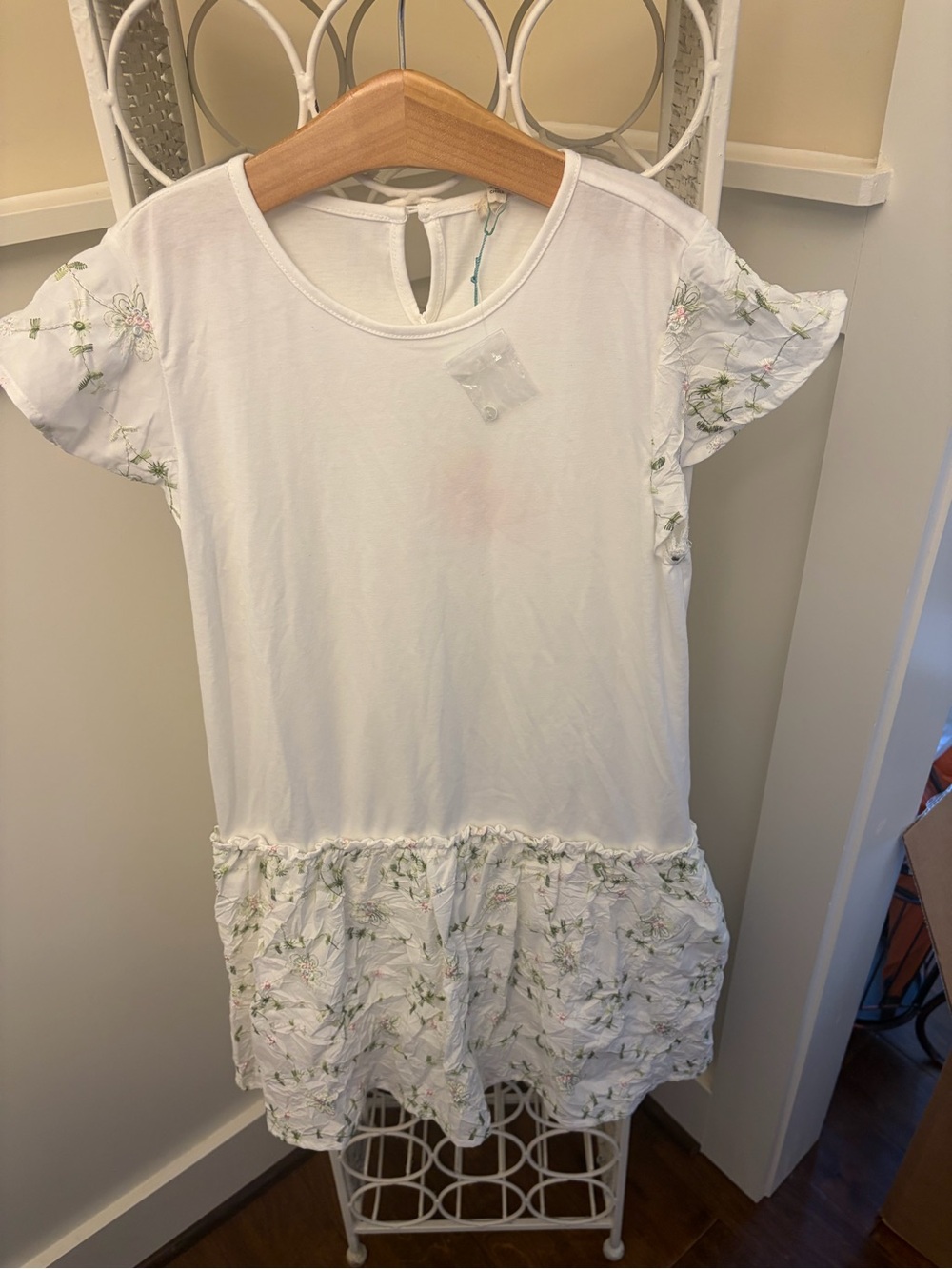 Hayden White Dress with Yellow and Pink Heart Tag